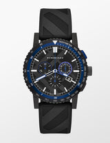 Burberry The City Chronograph Black Dial Black Rubber Strap Watch For Men - BU9806 BU9806 - Image 1