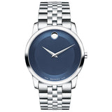 Movado Museum Classic Silver Stainless Steel Blue Dial Quartz Watch for Gents - 606982 606982 - Image 1