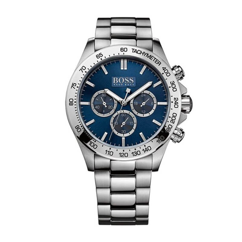 Hugo Boss Ikon Chronograph Blue Dial Silver Steel Strap Men's Watch - 1512963 1512963 - Image 1