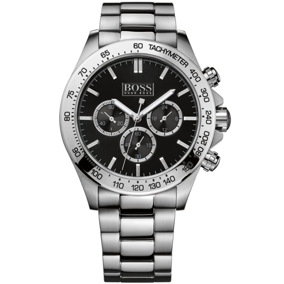 Hugo Boss Ikon Chronograph Black Dial Silver Steel Strap Men's Watch - 1512965
