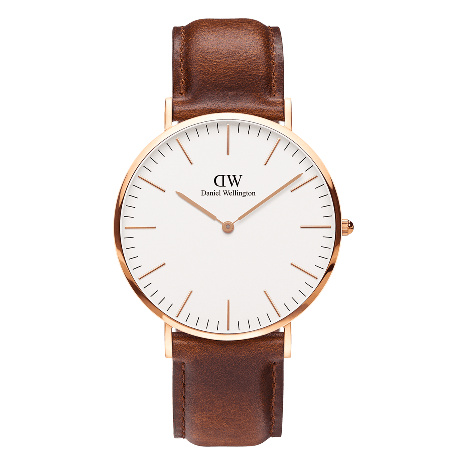 Daniel Wellington St Mawes 36mm White Dial Brown Genuine Leather Gold Watch - DW00100187