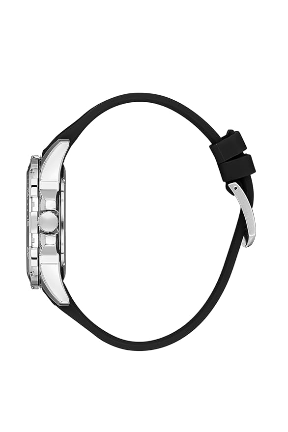 Daniel Klein Premium Day Date Window Black Dial and Silicone Silver Watch - DK.1.13911-1