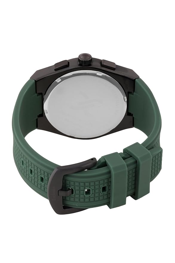 Daniel Klein Exclusive Multifunction Green Dial And Silicone Strap Black Watch - DK.1.13886-5