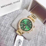 Michael Kors Parker Chronograph Green Dial Gold Ladies Watch MK6263