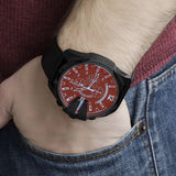 Diesel Mega Chief DZ4323Diesel Mega Chief DZ4323 316L black ion-plated stainless steel & genuine leather strap 10ATM (100m) water resistant Japan movements with a chronograph and date function