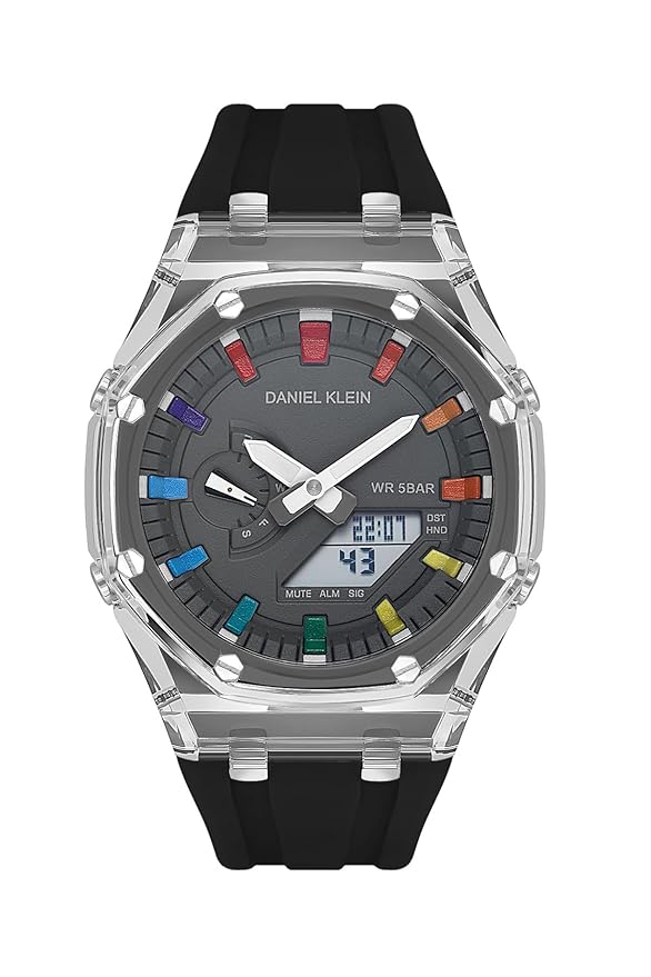 Daniel Klein Sport Digital Grey Dial Black Silicone Strap Watch - DK.2100-5