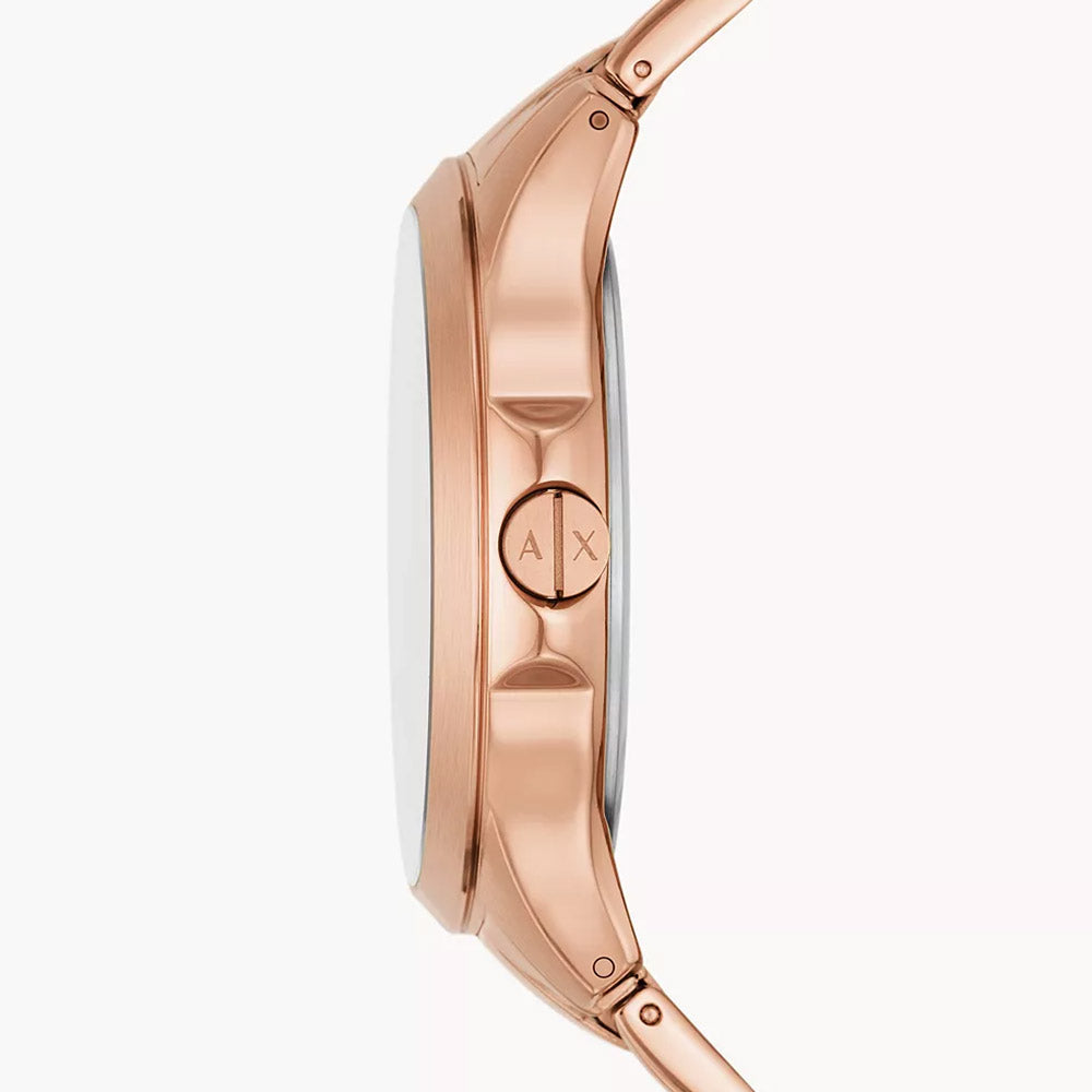 Armani Exchange Hampton Date Black Dial Rose Gold Watch - AX2449