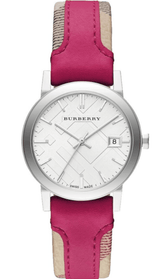 Burberry The City White Dial Haymarket Pink Leather Strap Watch for Women - BU9149 BU9149 - Image 1