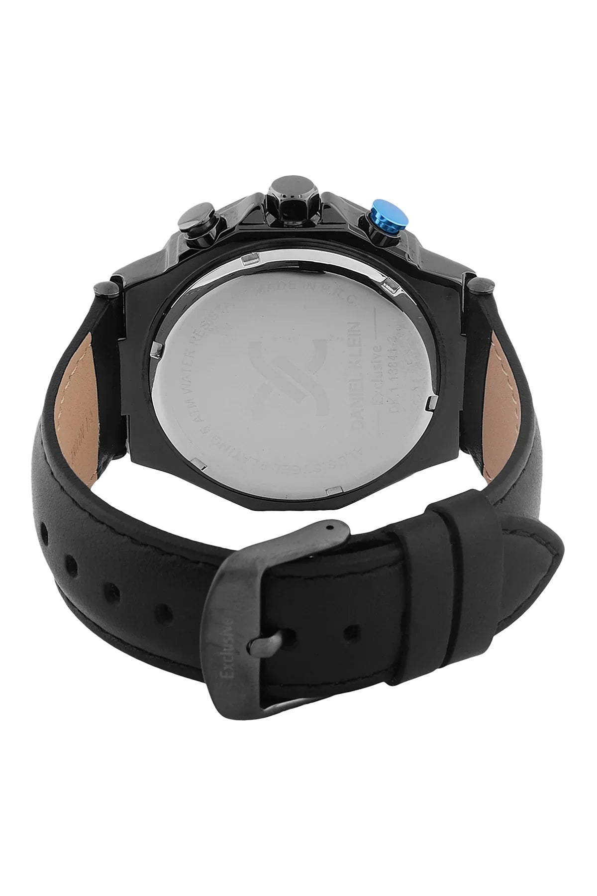 Daniel Klein Exclusive Multifunction Black Genuine Leather Starp Grey Watch - DK.1.13841-3