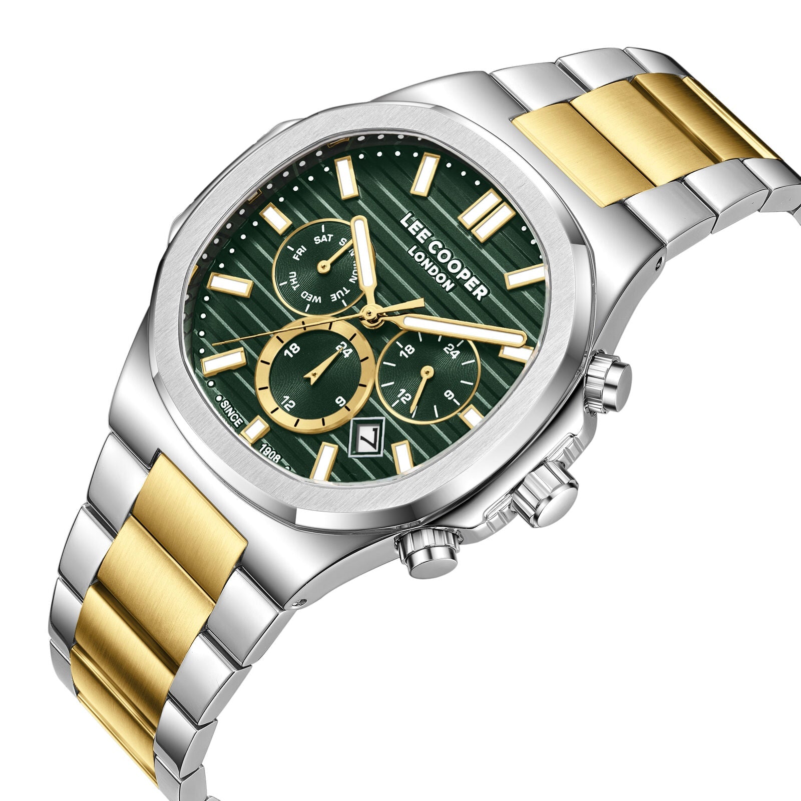 Lee Cooper Gauthier Multifunction Green Dial Two Tone Watch - LC08272.270