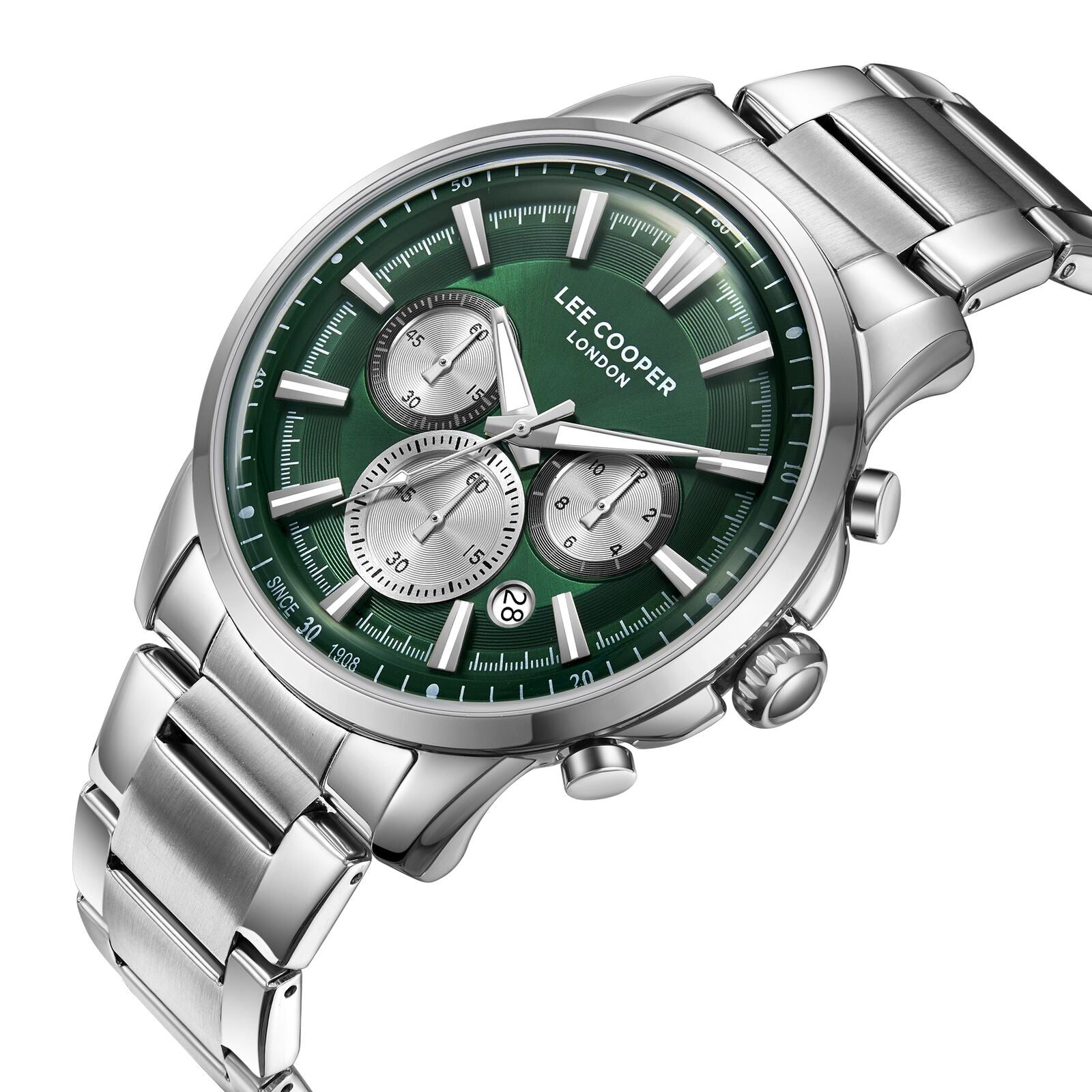 Lee Cooper Malo Multifunction Green Dial Silver Watch - LC08068.370