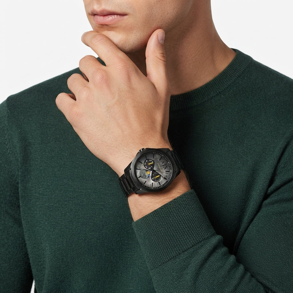Armani Exchange Moonphase Multifunction Black Men's Watch - AX1738