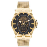 Lee Cooper Men's Gold Analog Skull Dial Mesh Strap Watch – LC07587.150