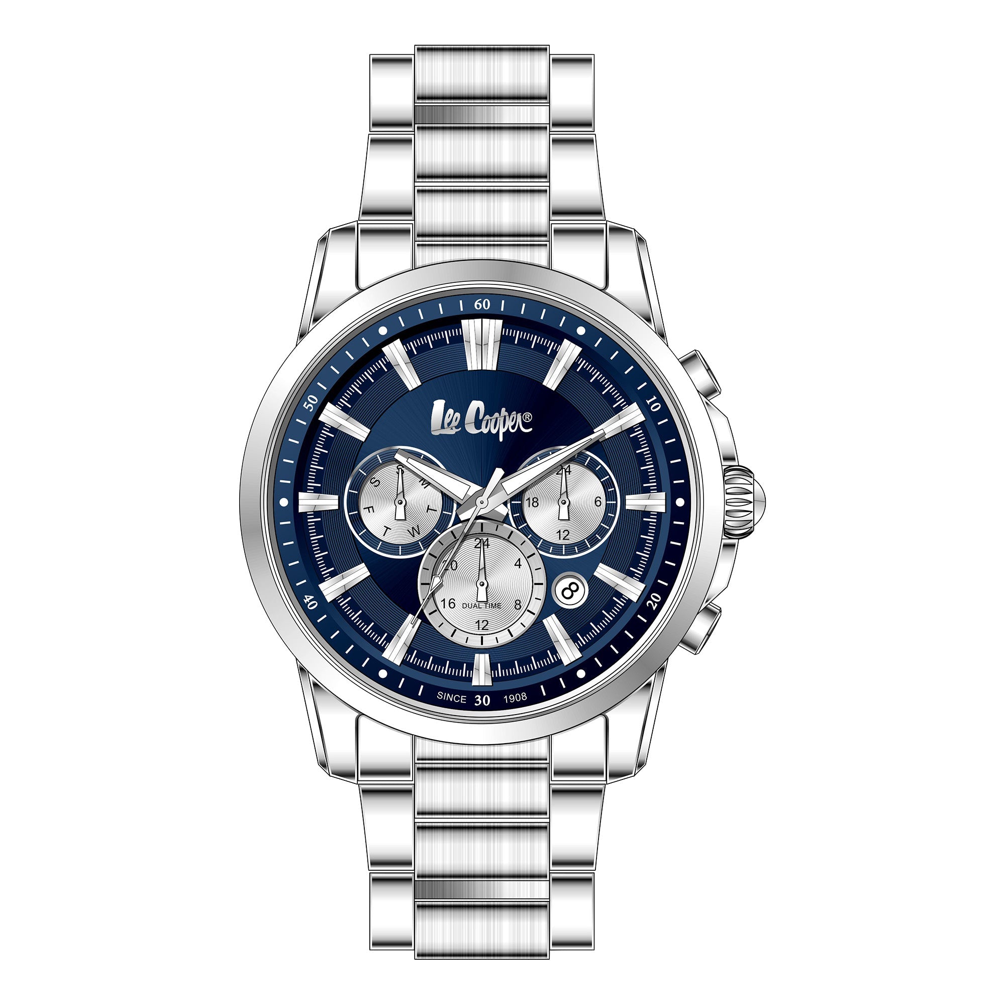 Lee Cooper Malo Multifunction Blue Dial Silver Watch - LC08068.390