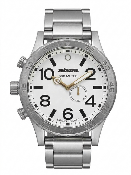 Nixon Silver Stainless Steel 51-30 White Dial 300M Men's Watch (Pre-owned)