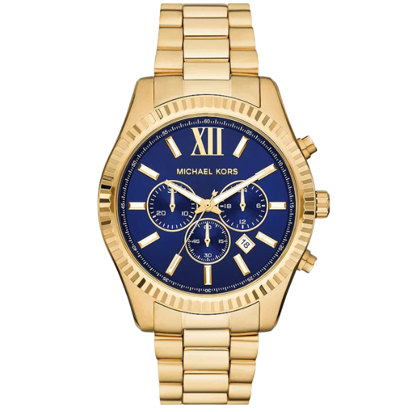Michael Kors Oversized Lexington Blue Dial Multifunction Gold Men's Watch - MK9153
