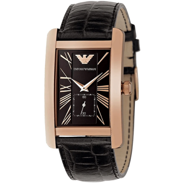 Emporio Armani Classic Black Dial Black Leather Strap Watch For Women AR0169
