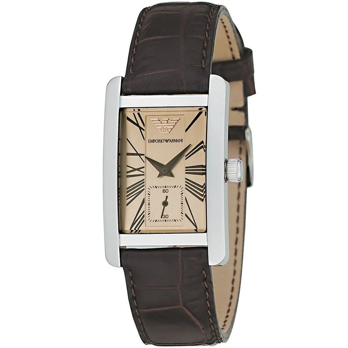 Emporio Armani Gianni Rectangular Dark Brown Genuine Leather women's watch - AR0155