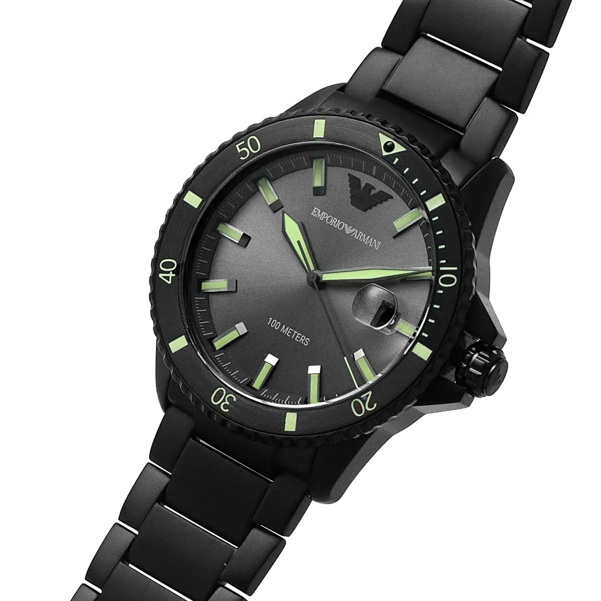 Watch Diver Diver Grey Sunray date window Dial Black PVD Men's Watch - AR11398
