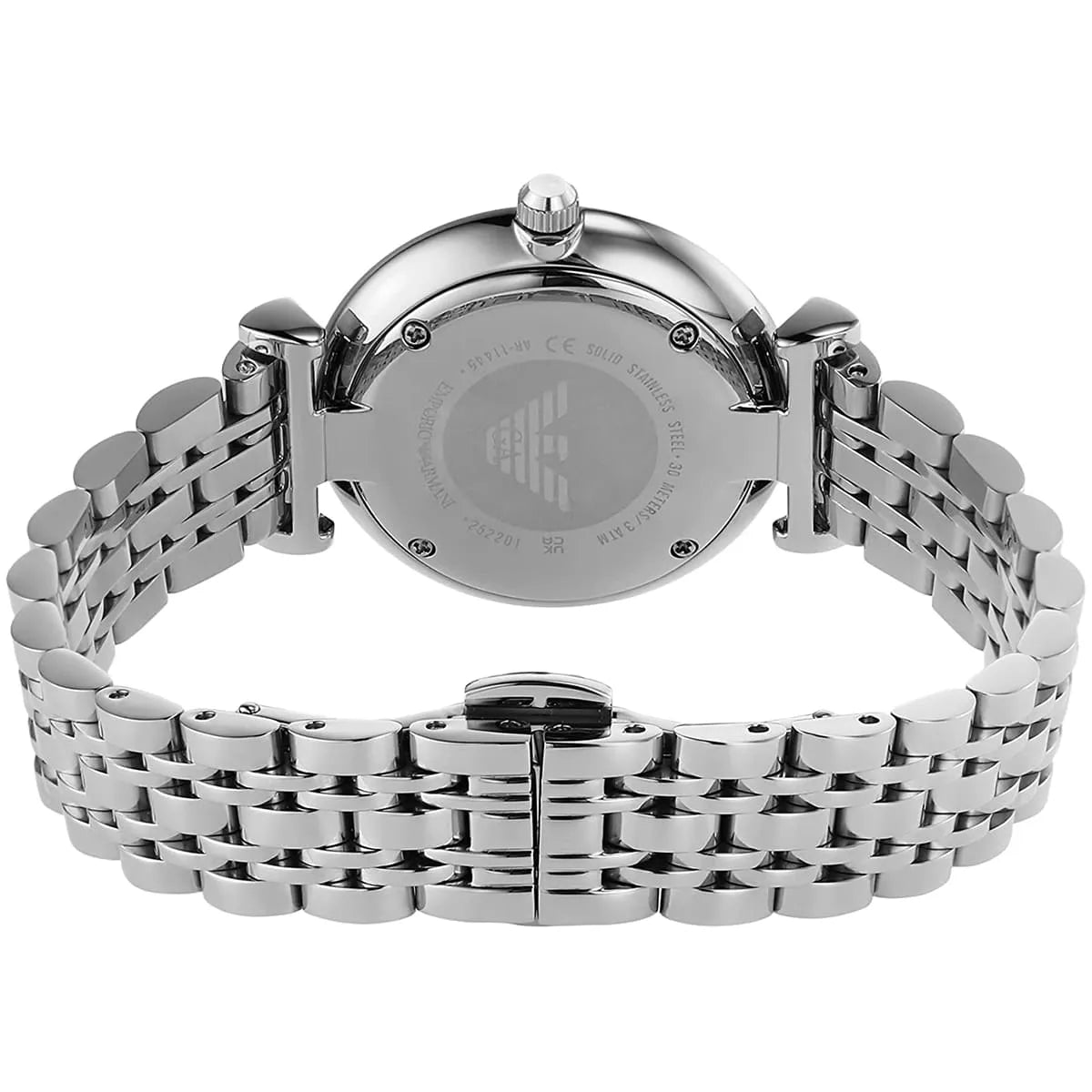 Emporio Armani Gianni T-Bar Sunray Silver Crystal Silver Women's Watch - AR11445