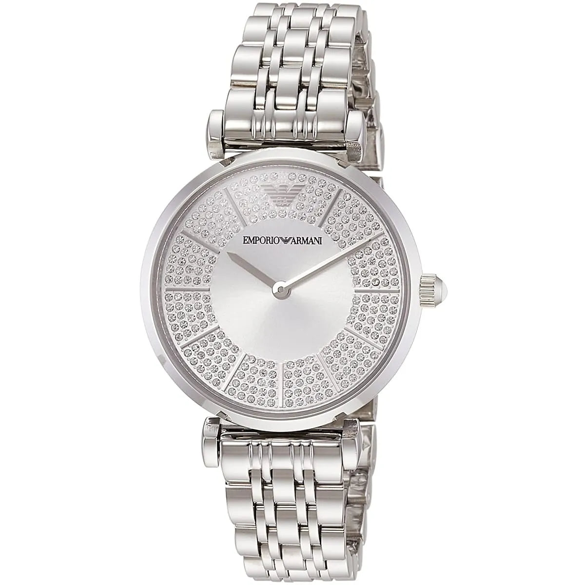 Emporio Armani Gianni T-Bar Sunray Silver Crystal Silver Women's Watch - AR11445