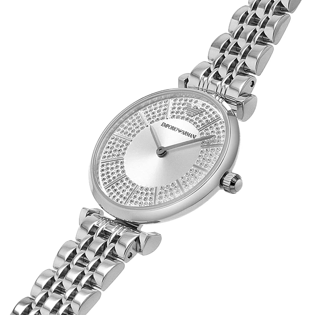 Emporio Armani Gianni T-Bar Sunray Silver Crystal Silver Women's Watch - AR11445