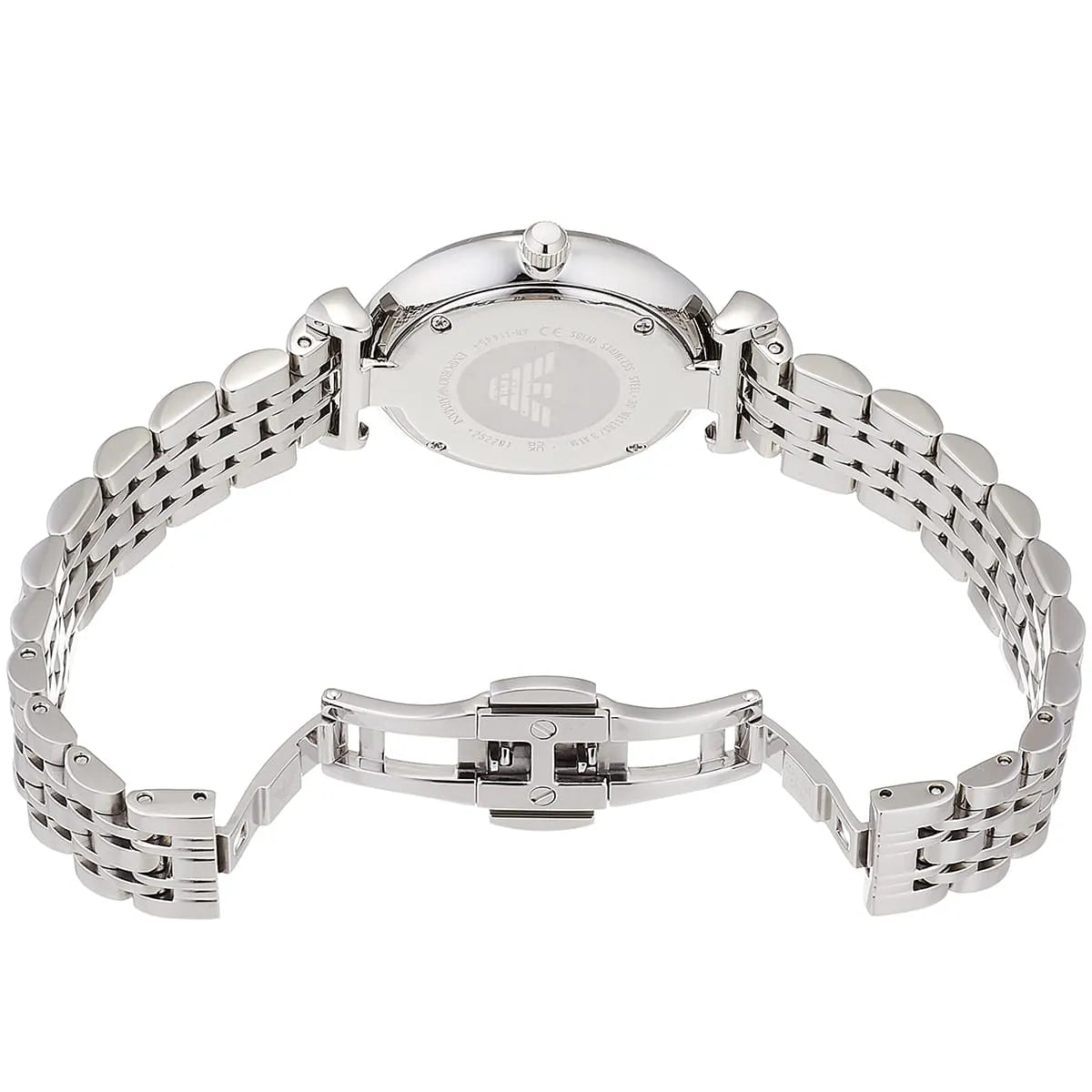 Emporio Armani Gianni T-Bar Sunray Silver Crystal Silver Women's Watch - AR11445