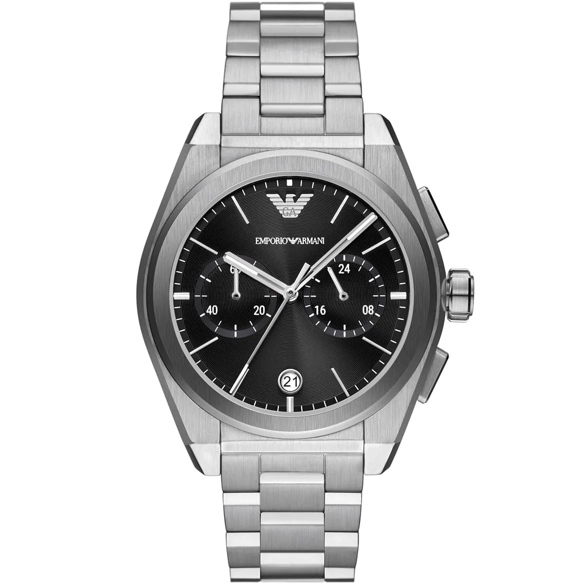 Emporio Armani Federico Chronograph Black Dial Silver Men's Watch - AR11560