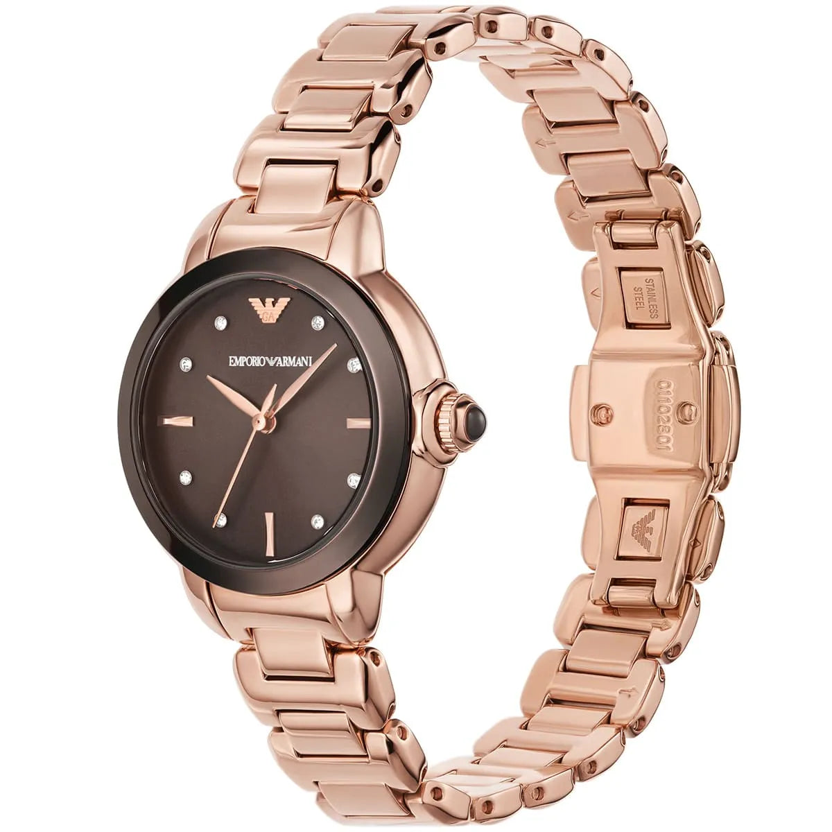 Emporio Armani Mia Brown Dial Rose Gold Women's Watch - AR11570