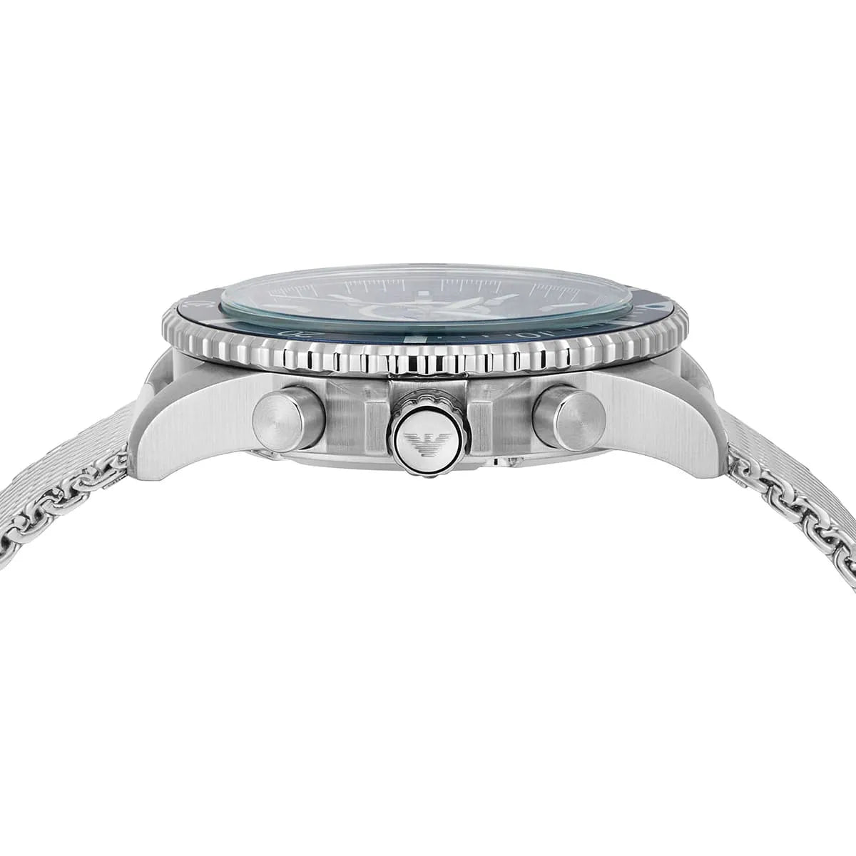 Emporio Armani Diver Chronograph Silver Mesh Men's Watch - AR11587