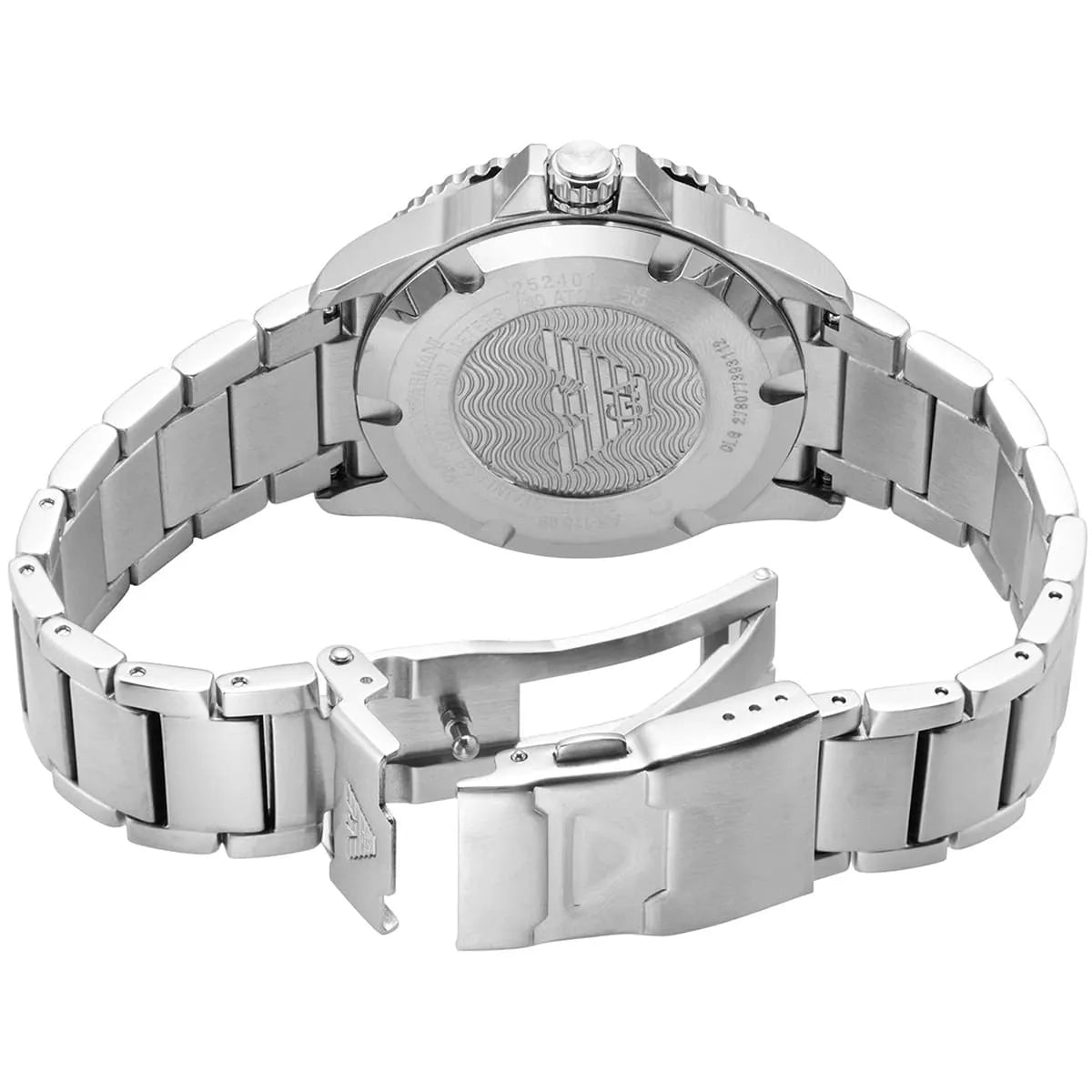 Emporio Armani Diver GMT Black Enamel Dial Silver Men's Watch - AR11589