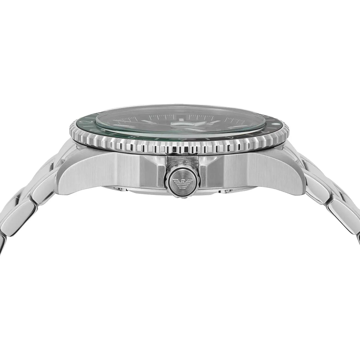 Emporio Armani Diver GMT Black Enamel Dial Silver Men's Watch - AR11589