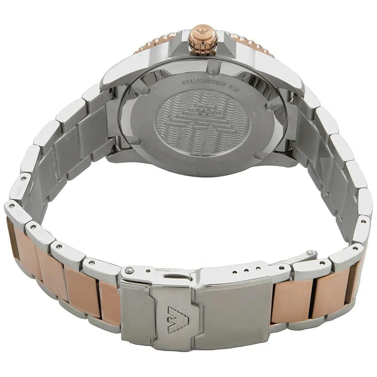 Emporio Armani Diver GMT White Sunray Dial Two-tone Men's Watch - AR11591