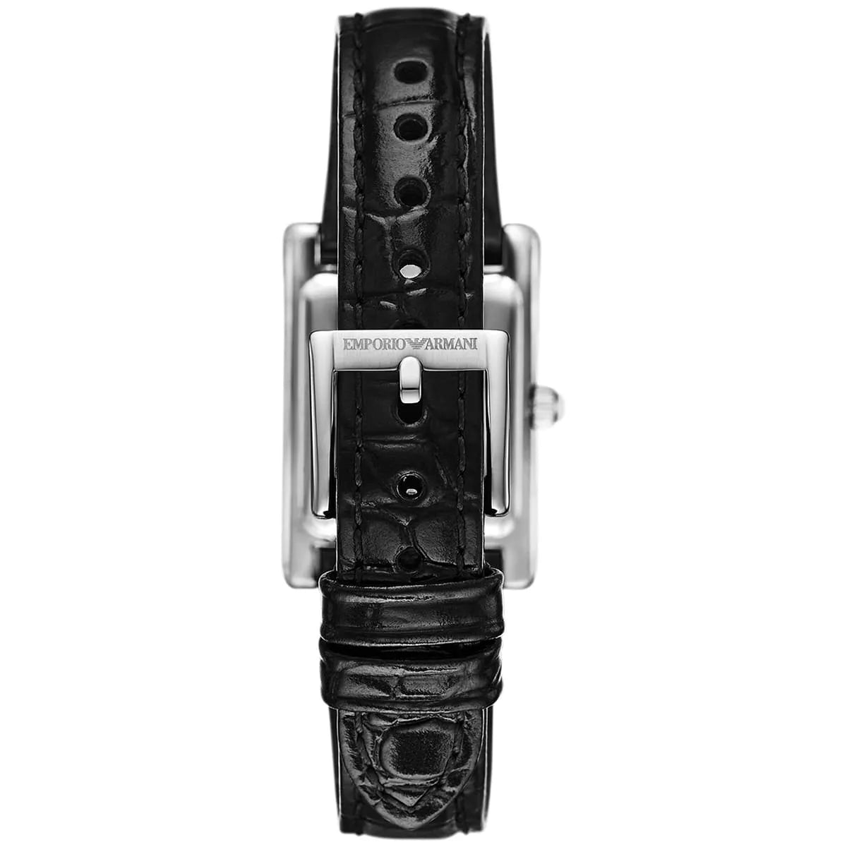 Emporio Armani Genni Rectangular Black Patterned Genuine Leather Women's Watch - AR11623