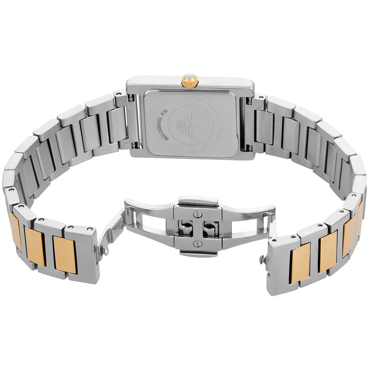 Emporio Armani Genni Rectangular White MOP Dial Two-tone Women's Watch - AR11642