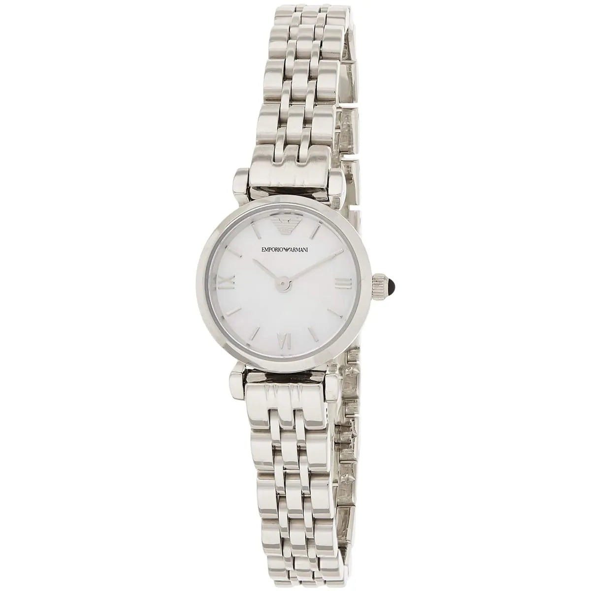Emporio Armani Gianni T-Bar Mini White MOP Dial Silver Women's Watch - AR1688