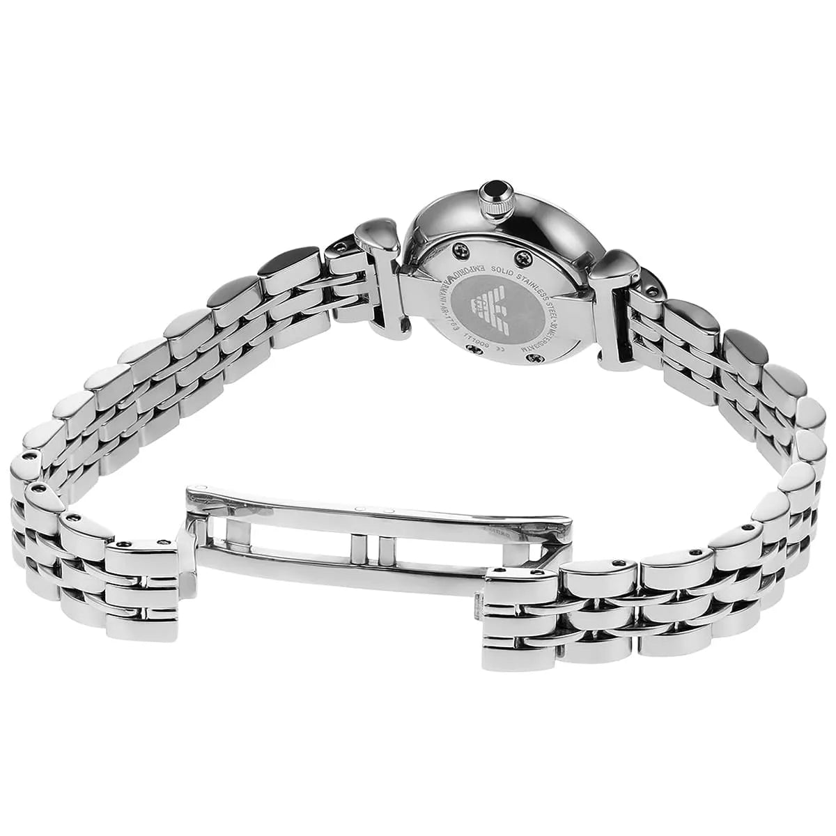 Emporio Armani Gianni T-Bar Mini White MOP Dial Silver Women's Watch - AR1763