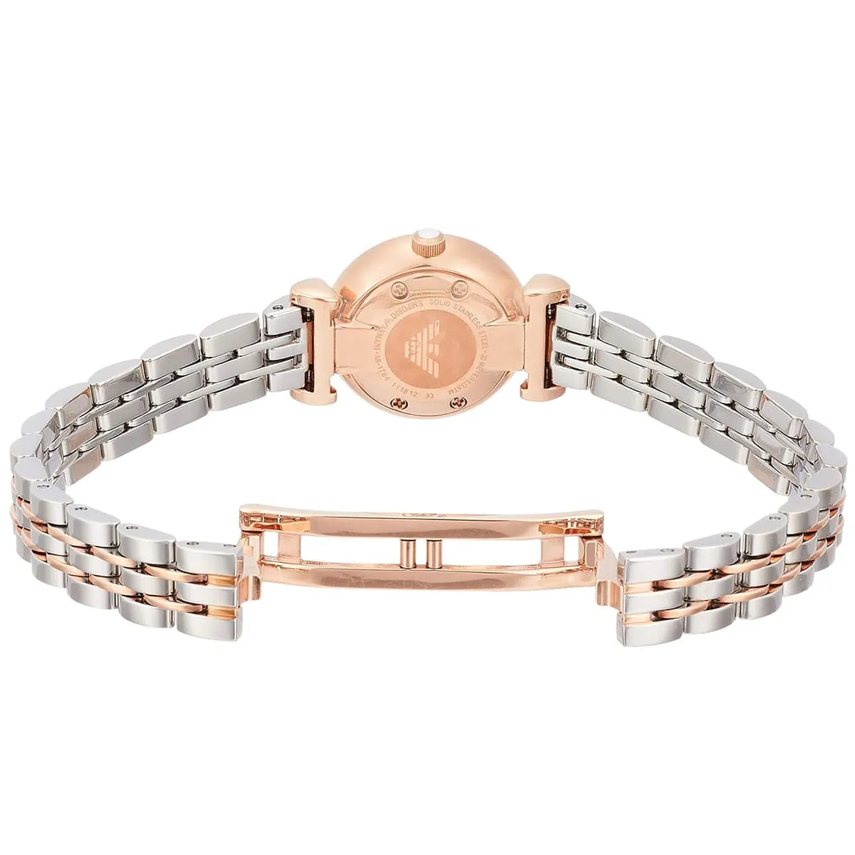 Emporio Armani Gianni T-Bar Mini White MOP Dial Two-tone Women's Watch - AR1764