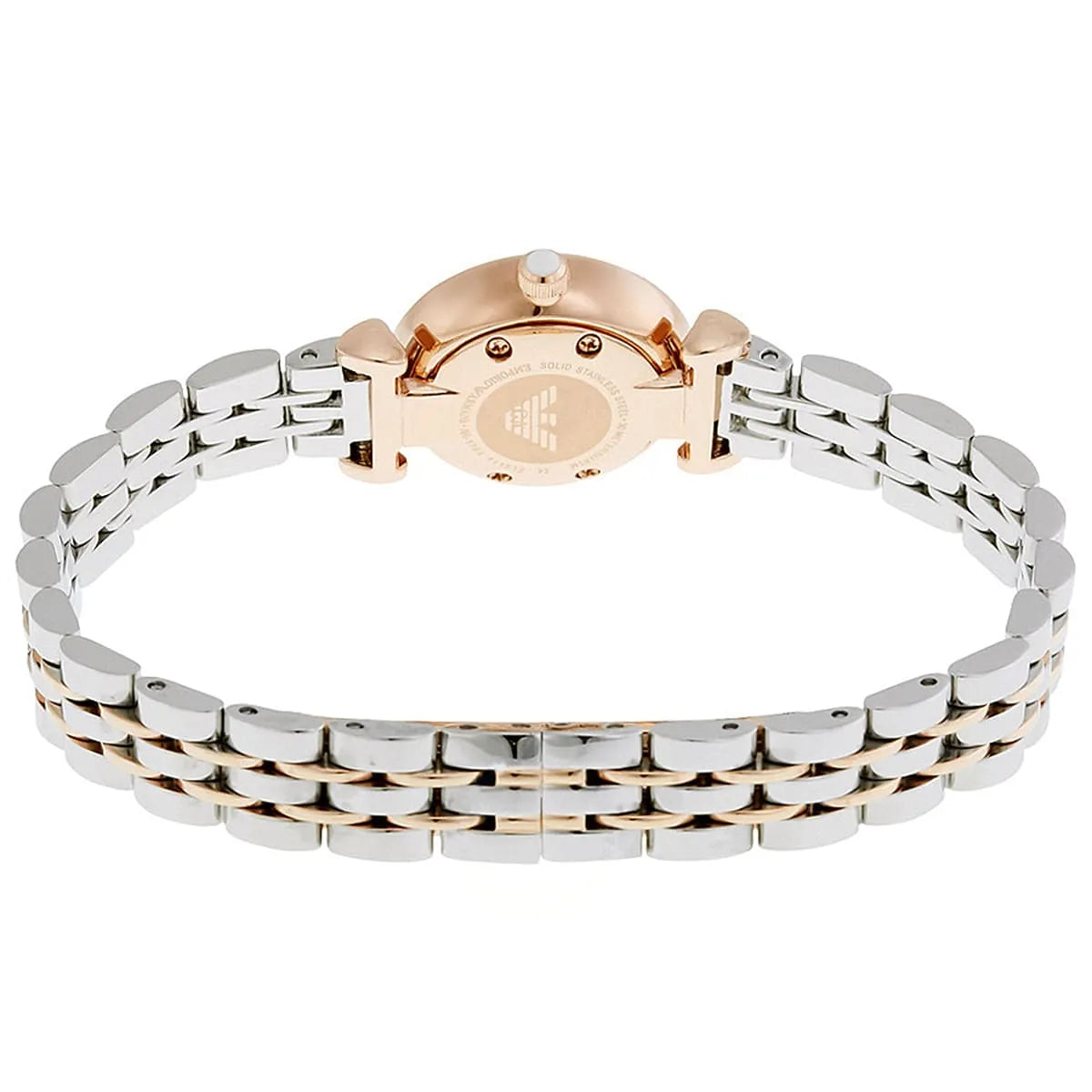 Emporio Armani Gianni T-Bar Mini White MOP Dial Two-tone Women's Watch - AR1764