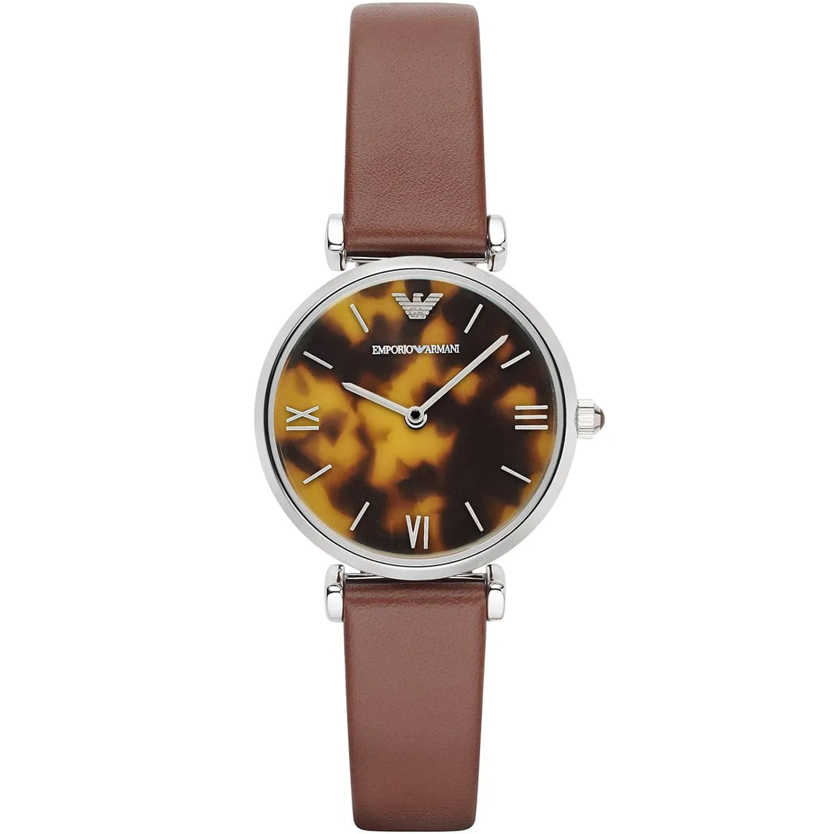 Emporio Armani Gianni T-Bar Brown Shell Dial Light Brown Genuine Leather Women's Watch - AR1873
