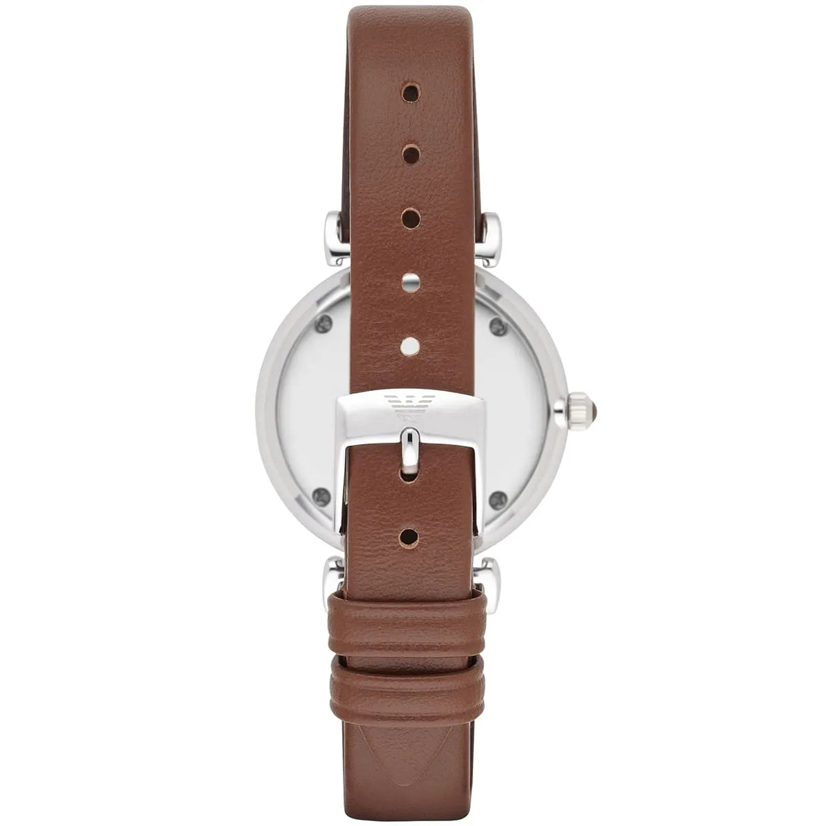 Emporio Armani Gianni T-Bar Brown Shell Dial Light Brown Genuine Leather Women's Watch - AR1873