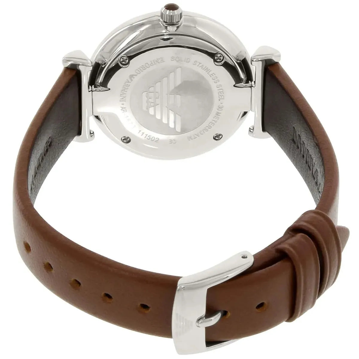 Emporio Armani Gianni T-Bar Brown Shell Dial Light Brown Genuine Leather Women's Watch - AR1873