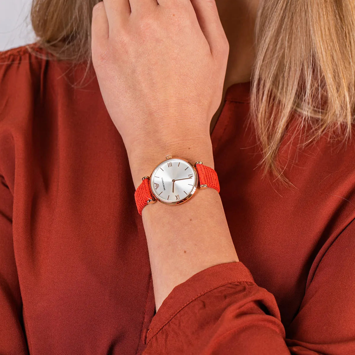 Emporio Armani Gianni T-Bar Rose Gold Women's Watch - AR1876