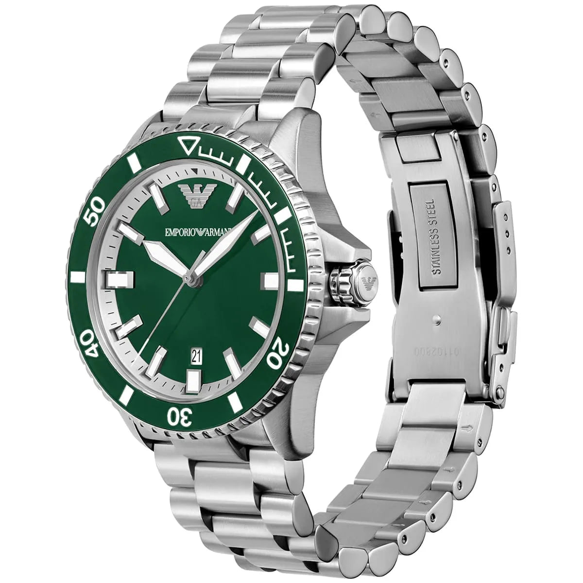 Emporio Armani Sea Explorer Automatic Green Dial Silver Men's Watch - AR60080