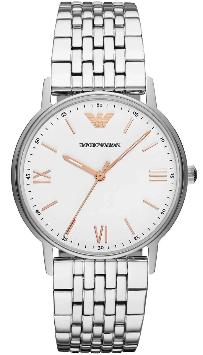 Emporio Armani Kappa White Dial Silver Men's Watch - AR80014