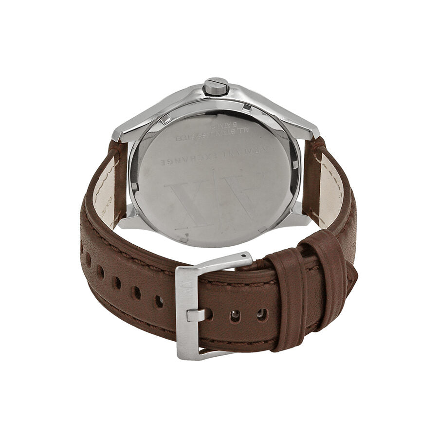 Armani Exchange Whitman Silver Dial Brown Leather Date Watch - AX2100