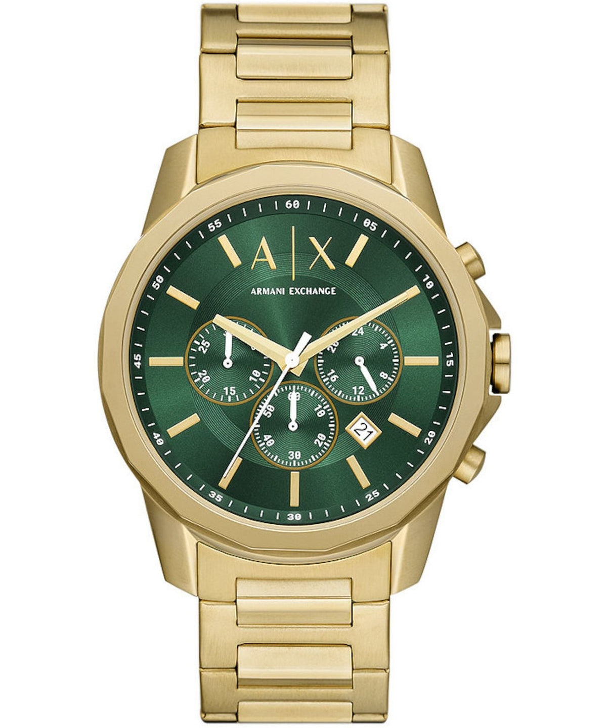 Armani Exchange Banks chronograph watch with gold-tone case and green dial