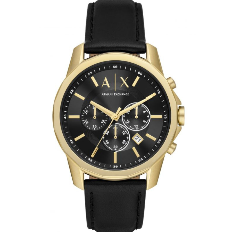 Armani Exchange Banks Chronograph Black Leather Men's Watch - AX7133
