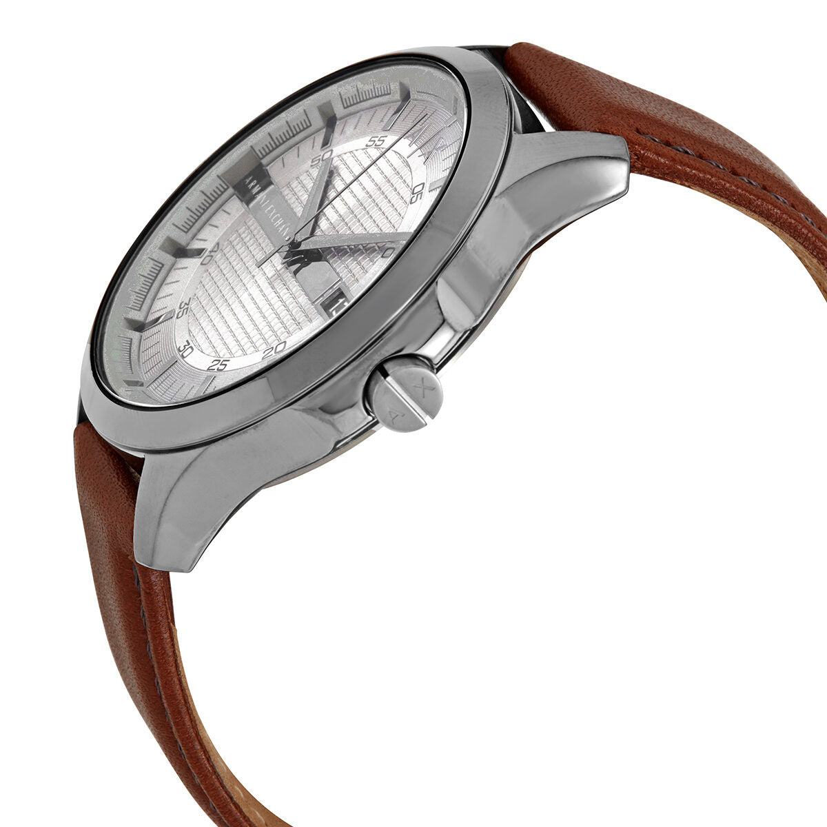 Armani Exchange Hampton Brown Leather Grey Dial Date Watch - AX2414