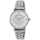 Emporio Armani White Crystal Pave Dial Silver Ladies Watch AR1925